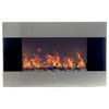 Wall-Mounted Electric Fireplace With Remote, Stainless Steel, 36"