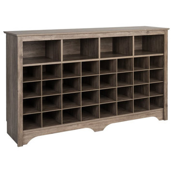 Pemberly Row Transitional 36 Cubby Wooden Shoe Cubby Console in Drifted Gray
