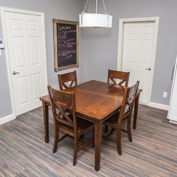 Kitchen Nook with New Distressed Wood Tile Floors