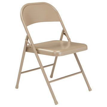 Commercialine All-Steel Folding Chair, Beige, Set of 4