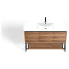 Foundry Bath Vanity, Walnut, 48", Integrated Single Sink, Freestanding