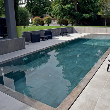 Pool deck ideas - concrete wood