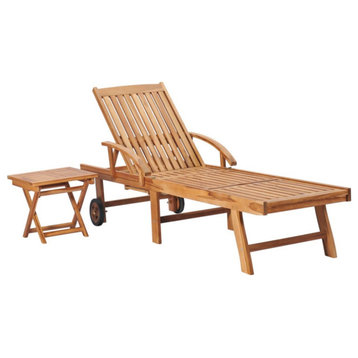vidaXL Deckchair Patio Lounge Chair Sunlounger with Table Solid Teak Wood
