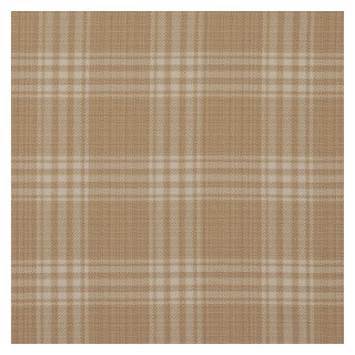 Beach Beige Plaid Jacquard Upholstery Fabric - Farmhouse - Upholstery Fabric  - by KOVI Upholstery Fabrics