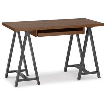 Sawhorse Solid Walnut Veneer And Metal Small Desk