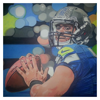 Deacon Jones Foundation Russell Wilson Seattle Seahawks 20 x 30 The Hawk  Player Giclee Fine Art Print