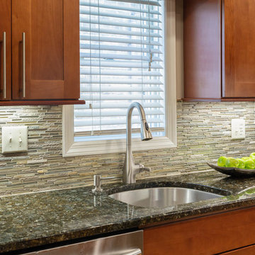 Metal, Stone, and Porcelain Split Face Back Splash