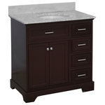Kitchen Bath Collection - Aria 36" Bathroom Vanity, Chocolate, Carrara Marble - The Aria: showroom looks with everyday practicality.