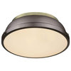 Duncan 14" Flush Mount, Aged Brass With Rubbed Bronze Shade