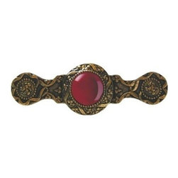 Inviting Home Inc. - Victorian Pull, 24K Gold Plate With Red Carnelian - Cabinet And Drawer Handle Pulls
