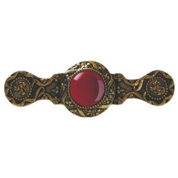 Victorian Pull, 24K Gold Plate With Red Carnelian