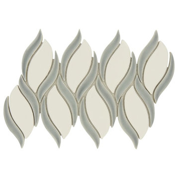 7"x11.25" Lumiere Leaf Glossy Porcelain Tile, Eifel Gray