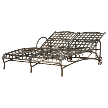 Pemberly Row Double Patio Chaise Lounge in Black