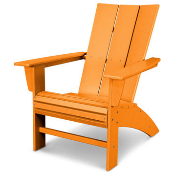 Polywood Modern Curveback Adirondack Chair, Tangerine