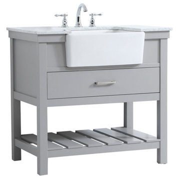 Elegant Decor Clement 36" Aluminum MDF Single Bathroom Vanity in Gray Finish