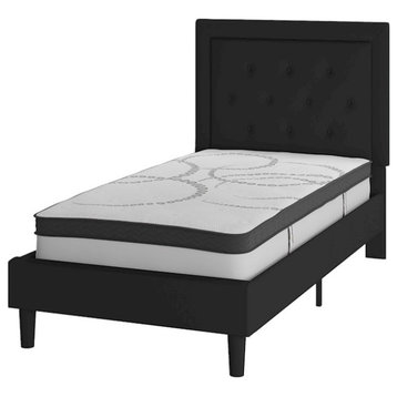 Flash Furniture Roxbury Twin Platform Bed Set, Black, SL-BM10-21-GG