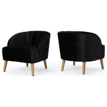 GDF Studio Scarlett Modern New Velvet Club Chairs, Set of 2, Black