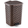 Superio Wicker Style Step Trash Can, 12 qt., Brown