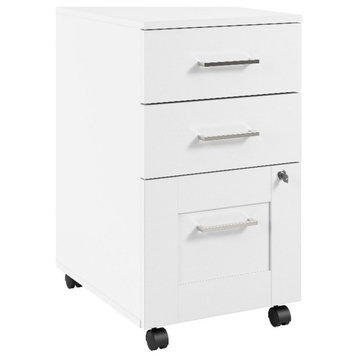 Hampton Heights 3 Drawer Mobile File Cabinet in White - Engineered Wood