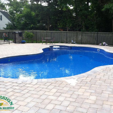 Tumblestone Herringbone Pattern Pool Patio