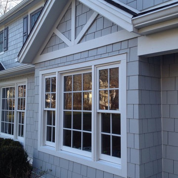 7" James Hardie Shingle Light Mist, 5/4” x 4 Arctic White Trim, Asphalt Roof