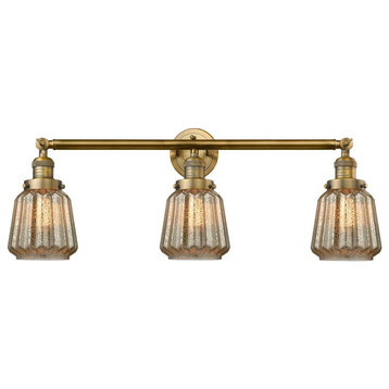 3-Light 30" Bath Vanity Light Brushed Brass -  Bulbs Included