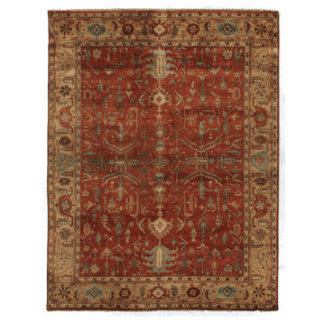 Antique Weave Serapi Hand-Knotted Wool Rust/Gold Area Rug, 12'x15'
