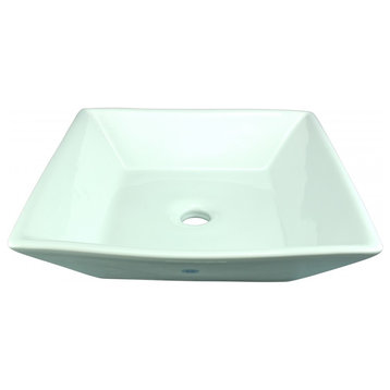 Above Counter Square Bathroom Vessel Sink White Porcelain Art Basin