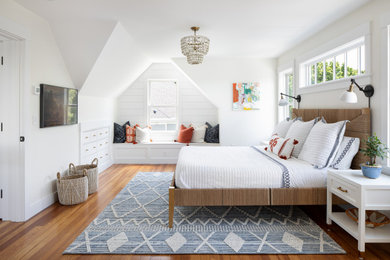 Example of a beach style bedroom design in Boston