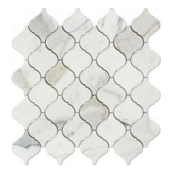 12"x12" Calacatta Gold Italian Calcutta Marble Honed Lantern Arabesque Tile