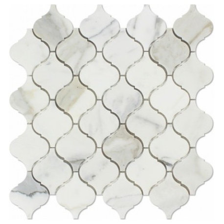 12"x12" Calacatta Gold Italian Calcutta Marble Honed Lantern Arabesque Tile