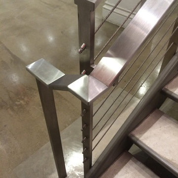 Glasgow Caledonian University NY , Stainless cable rail basement stair + rails