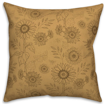 Gold Sunflower Icons 18 x 18 Spun Poly Pillow
