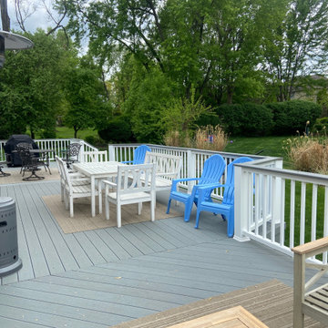 Stone Ash TimberTech deck with Drink Rail & Aluminum Spindles in Westmont, IL