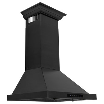 ZLINE 24" Convertible Wall Mount Hood in Black with Crown Molding (BSKBNCRN-24)