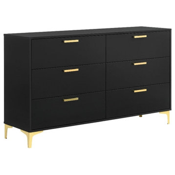 Coaster Kendall 6-Drawer Contemporary Wood Dresser Black and Gold