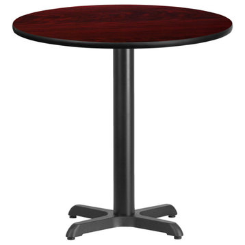 30'' Round Mahogany Laminate Table Top with 22'' x 22'' Table Height Base