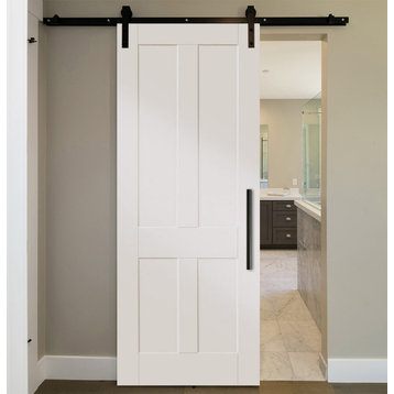 Shaker Sliding Wood Barn Door with 10 different panel designs +  Hardware, Finished (Painted), 48"x84" Inches