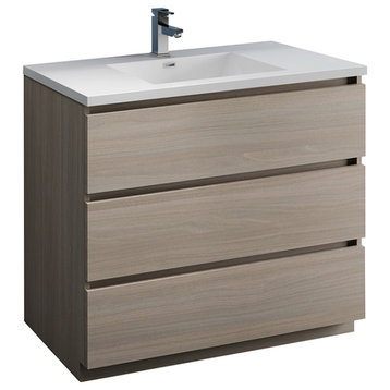 Fresca Lazzaro 42" Gray Wood Cabinet With Integrated Sink
