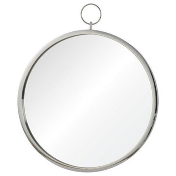 Maklaine Nautical Design Round Glass Wall Mirror in Chrome