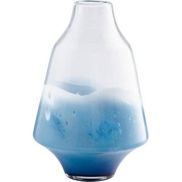 Water Dance Vase, Clear And Cobalt