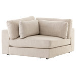 Four Hands - Bloor Sectional Corner-Essence Natural - Deep, low seating says relax. A flexible, corner chair is covered in an inviting, durable light neutral woven fabric. Modular components allow the perfect combination for any space.