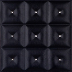 DCT LRT19 Faux Leather Ceiling Tile - Black Diamond with Crystals - Ceiling Tile
