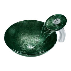 Vigo Emerald Glass Sink and Waterfall Faucet Set - Bathroom Sinks