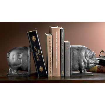 Smiling Swine Cast Iron Bookends