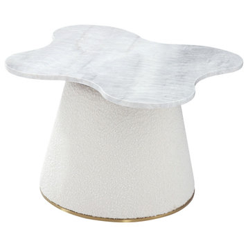 Simona Marble Top Side Table With Gold Stainless Steel Base Plz-220W-S