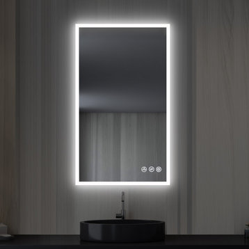 Fogless, Dimmable, Color Temperature Adjustable LED Mirror, 21x36