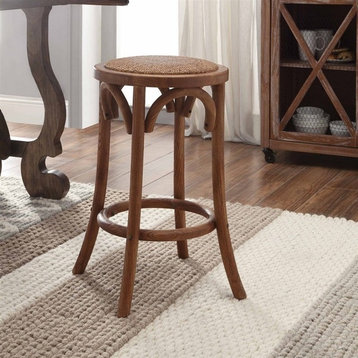 Linon Rae 24" Wood Backless Counter Stool in Brown