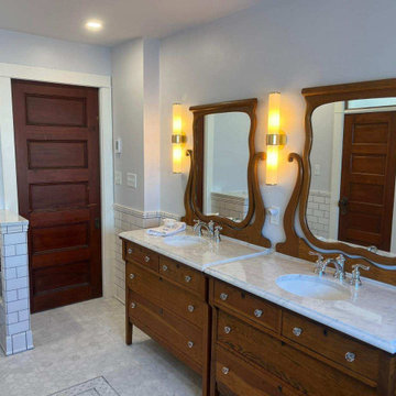 Antique Wood Finished Bathroom Vanity Conversions