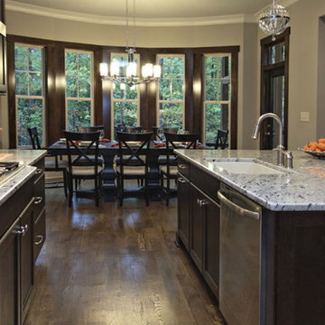 Traditional dark wood kitchen with island